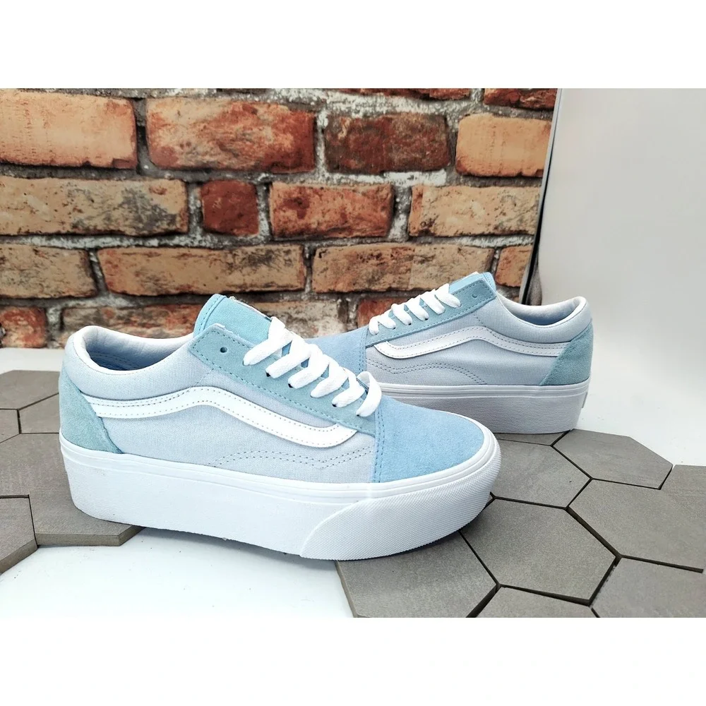 VANS Old Stack Platform Lift Shoes Blue White Stackform Women's 5 / Girls GS 3.5